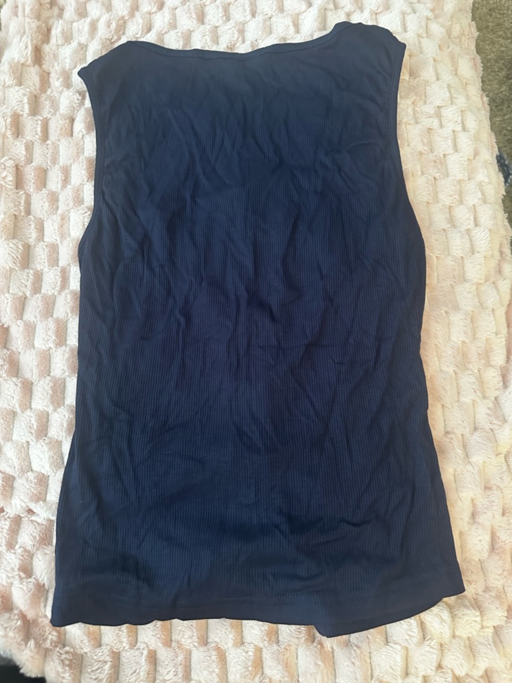 Women's Navy Button-Front Ribbed Tank Top - Picture 4 of 5